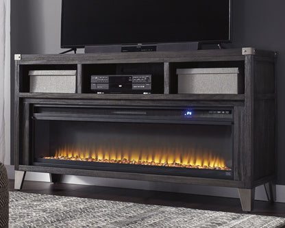 Todoe - 2 Pc. - 65" TV Stand With Wide Fireplace Insert - Gray