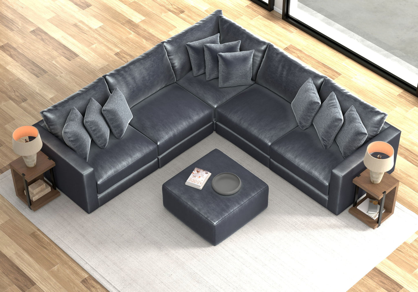 Remington - Modular Sofa And Cocktail Ottoman - Slate