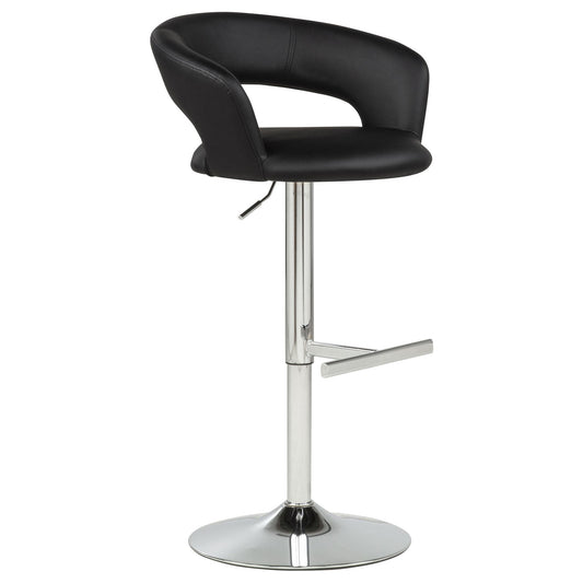 Travia Adjustable Leatherette Swivel Bar Stool Black and Chrome